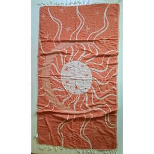 Sand Cloud Beach Towel Turkish Organic Cotton Celestial Sun Moon Orange Cream